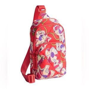 Vera Bradley Lorman Sling Backpack in Swirling Poppies Featherweight